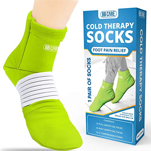 [Premium] Cold Therapy Socks, Foot Ice Pack, w/Compression Straps, Swollen Feet, Arthritis, Ice Packs for Foot Neuropathy Relief, Plantar Fasciitis, Chemotherapy Care (Medium, 9.8