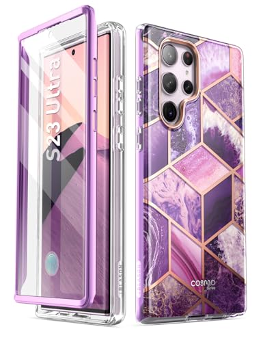 i-Blason Cosmo Series Case for Samsung Galaxy S23 Ultra 5g (2023 Release), Slim Full-Body Stylish Protective Bumper Case with Built-in Screen Protector (Ameth)