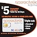 $5 GSM SIM Card 250 Minutes Talk or 250 Text or 250MB Data 30 Day Service- No Contract