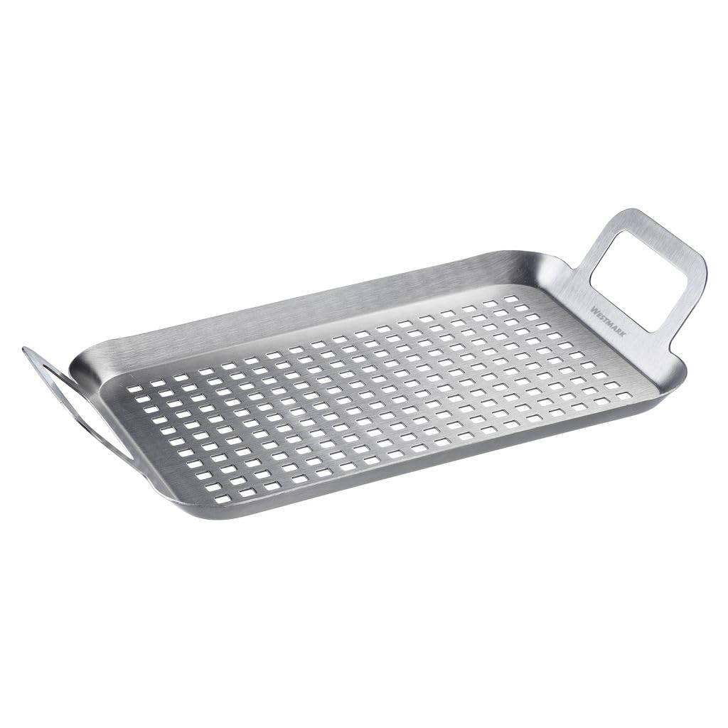 Westmark Grill pan Flat & Small – Practical for Grilling Vegetables, Meat and Other Delicacies, Durable, Dishwasher Safe – Stainless Steel