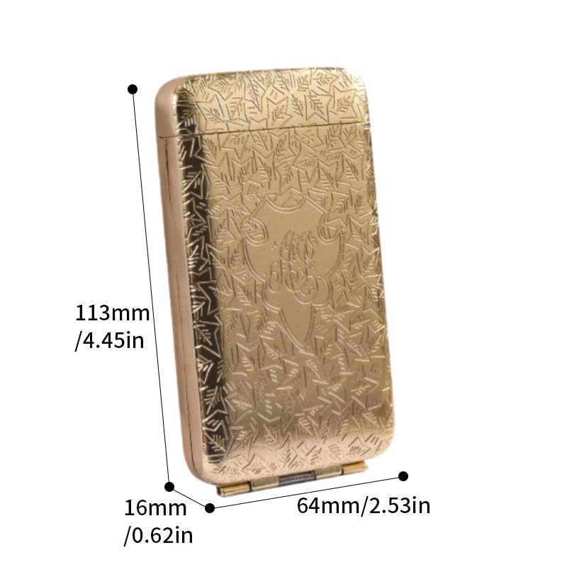Image of Retro Metal Cigarette Case, 16 Cigarettes Storage Box, Peaky Blinders Design (Gold Slim)