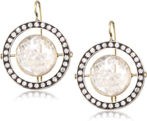 Moritz Glik "Kaleidoscope" 18K Gold, Oxidized Silver and Floating Diamond Earrings