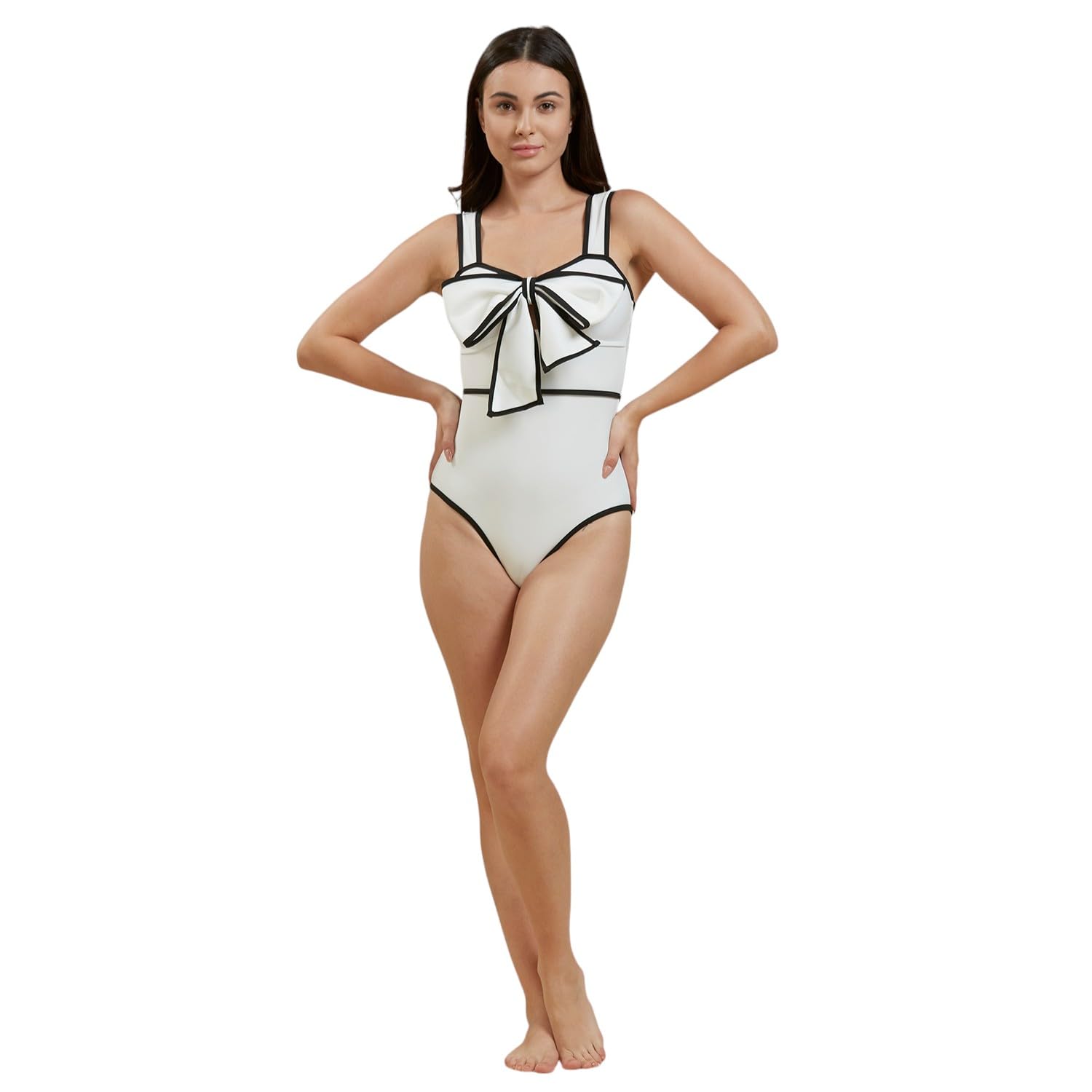 noroke Women's Premium Chicbow Monokini White | Stylish Monokini for Women |1 pc Swimwear-picture-47