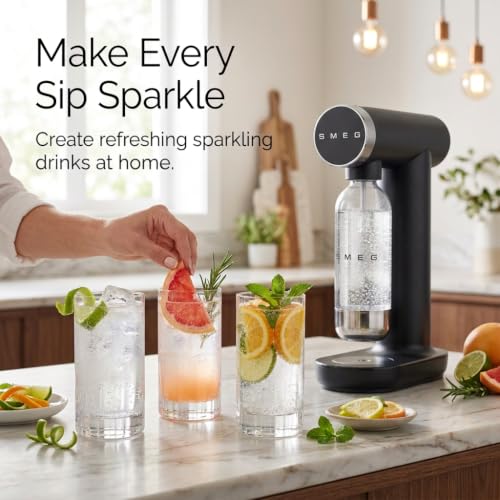 Image of SMEG SKC01 Sparkling Water Maker, Soda Maker with 1L Tritan Renew Bottle