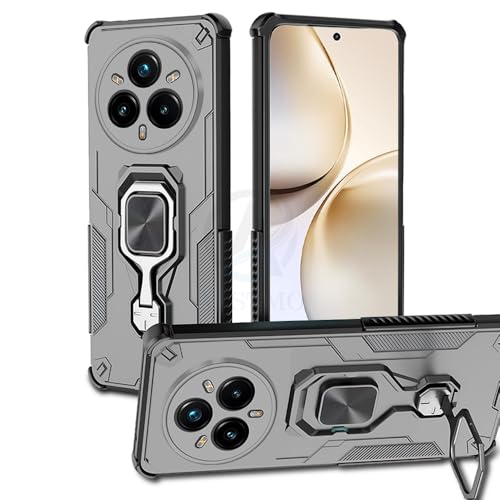 Image of AESTMO Armor Back Cover for Realme 14 Pro Plus 5G | Ring Holder & Kickstand & Camera Protection in-Built | 360 Degree Protection Back Case Cover (Black)