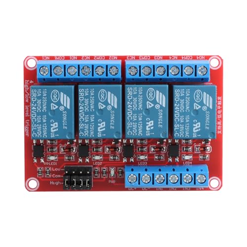 4-Channel 24V Relay Module Board with Optocoupler Isolation, Supports High/Low Level Triggers for Arduino Projects - Reliable Expansion Shield