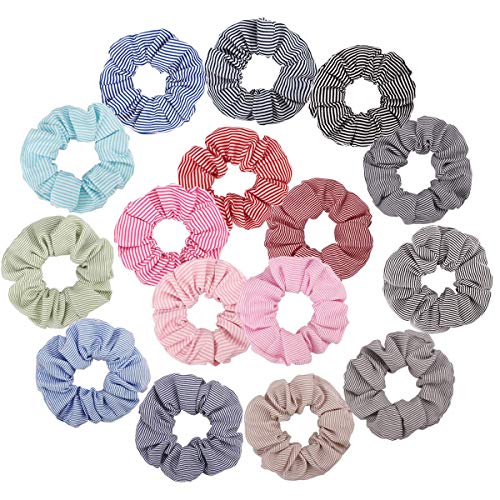 Scrunchies for Hair, 16 Colors Cotton Scrunchies for Hair, AOPRIE Hair Scrunchies for Hair Cotton, Cute Scrunchies,Cotton Hair Scrunchies for Women, Hair Ties, Ponytail Holder, Hair Elastic