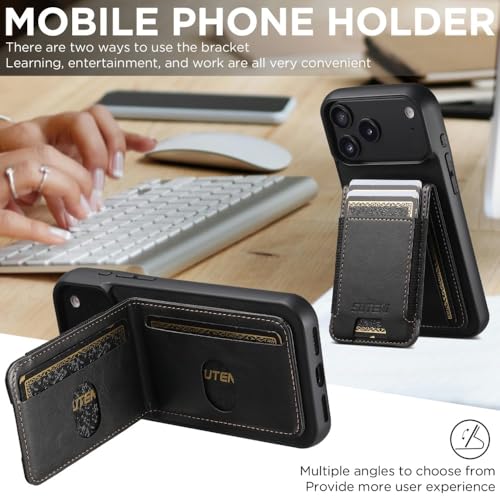 Étui iPhone 17 Air Litchi Grain Blue Housse Portefeuille