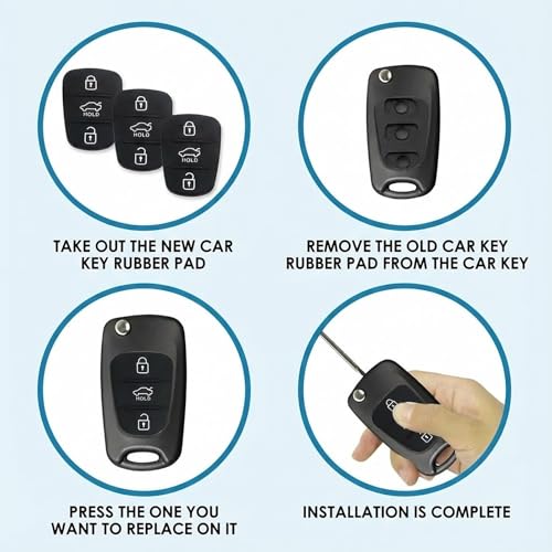 3 Pcs 3 Button Key Fob Rubber Pad Replacement - Compatible with Hyundai i10 i20 i30 ix20 ix35 & Kia Ceed Soul Sportage Venga,Rubber Pad Keypad,Silicone Remote Car Key Case Fix Worn-Out Buttons Cover - Image 3