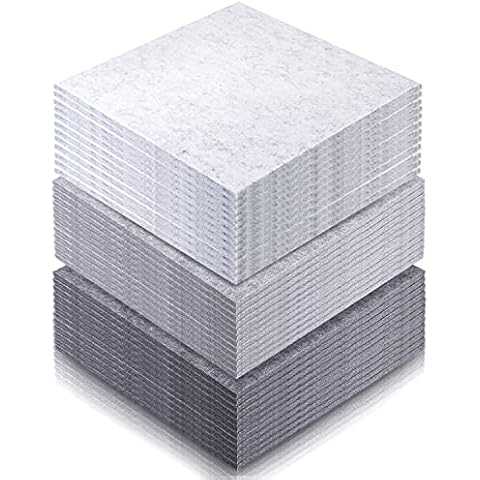 Woiworco 36 Pieces Acoustic Panels Sound Proof Padding, 12 x 12 x 0.35 inch Beveled Edge Acoustic Absorption Panel, Sound Panels for Acoustic Treatment and Wall Decoration, Three Kinds of Grey Color Cover