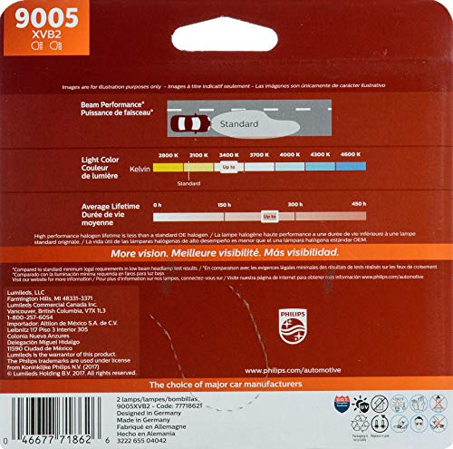 Image of PHILIPS 9005 X-tremeVision Upgrade Headlight Bulb, Pack of 2 | Halogen | Bright white