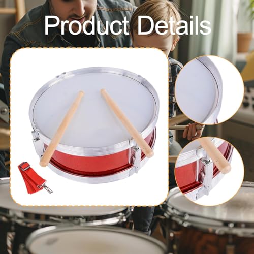 Red Snare Drum de 8 pulgadas con correa ajustable y baquetas, instrumento musical portátil y ligero para niños, adolescentes y principiantes miniatura 2