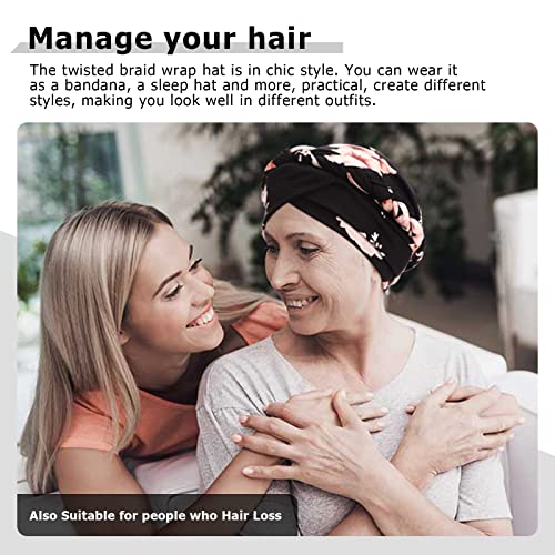 Image of DRESHOW Turban Pre-Tied Twisted Hat Thread African Head Wraps for Black Women Chemo Cancer Cap Braid Hair Cover