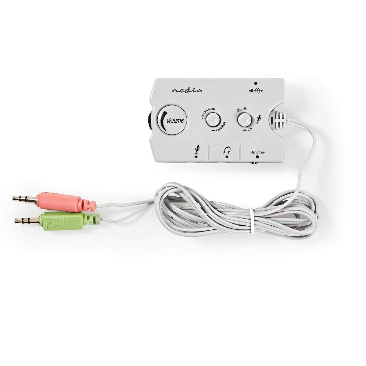 Nedis - Analogowy przełącznik audio - wtyczka 2 x 3,5 mm - gniazdo 3 x 3,5 mm - gniazdo 2,5 mm - kość słoniowa