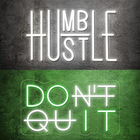 Hustle/Humble & Don't Quit LED Neon Sign for Wall Decor (Brightness Adjustable) Cover