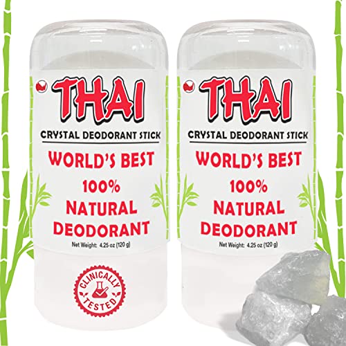2-Pack Thai Crystal Deodorant Salt Stone - Clinically Tested, Dermatologist Approved - Natural Unscented Aluminum-Free For Women Men & Teens #TOP11