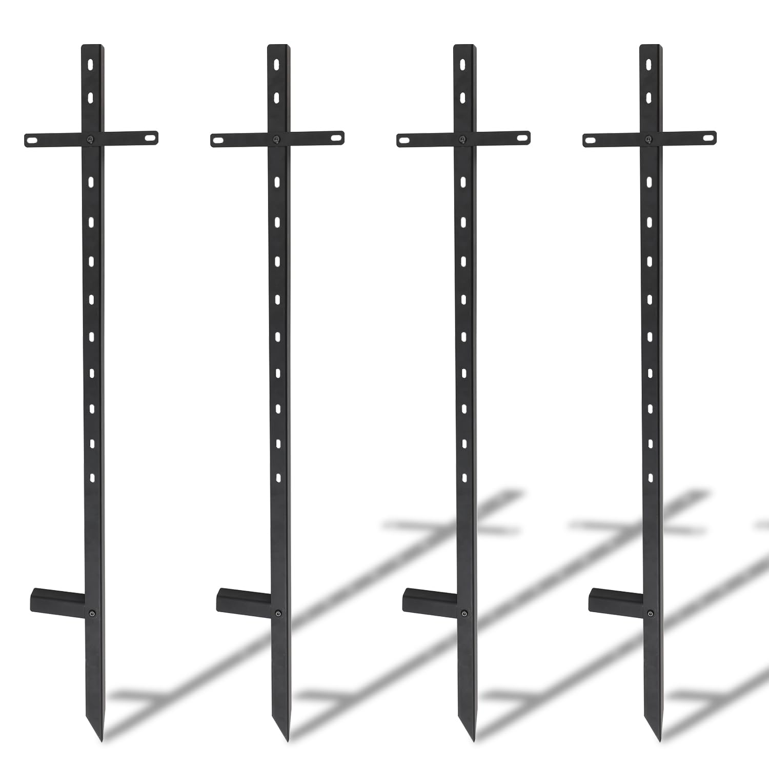 Piquets de panneau de jardin 117cm - Support en T métallique noir pour signalisation de fête