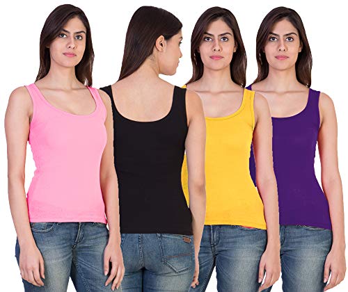 Image of Pack of 4 Premium Tank Top Vest Top Camisole Sando Spaghetti Inner Wear Camis for Women,Girls