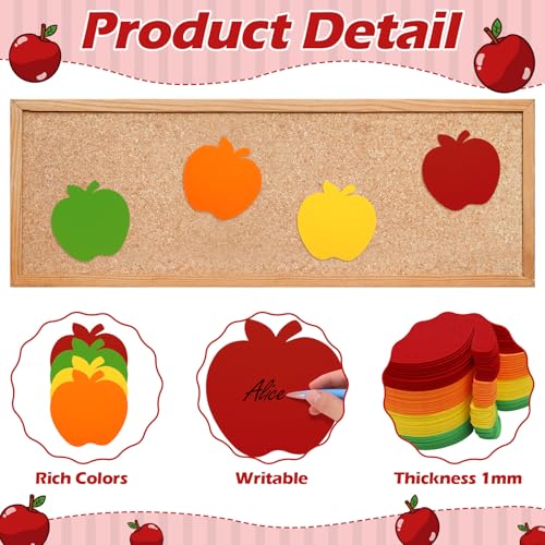 Image of Ireer 48 Pcs Large Foam Apple Cutouts 6 Inch Colorful Apple Shapes Bulletin Board Decoration Back to School Cutouts for Teacher DIY Craft Projects School Classroom Wall Decor