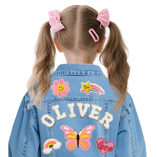 Personalized Kids Denim Jacket with Names, Custom 1-8 Years Old Girls Boys Patch Jean Jackets, Toddler Denim Jacket Spring & Fall Clothes Cute Jackets, Back to School Outfits Birthday Christmas Gifts