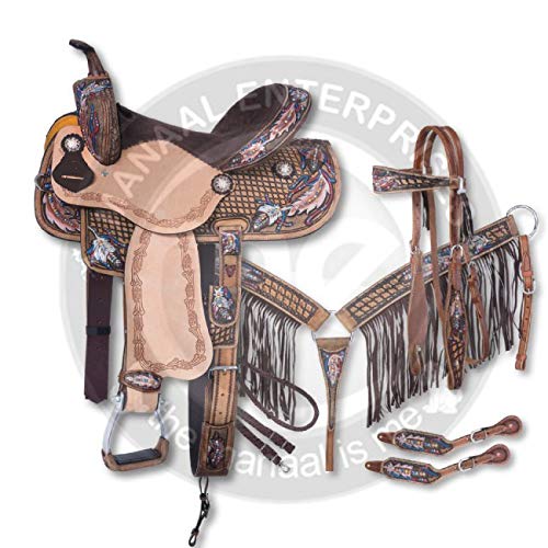 Selle Western Deen Enterprises - Cuir Supérieur Barrel Racing - Taille 15 Pouces (38.1cm) - Adulte