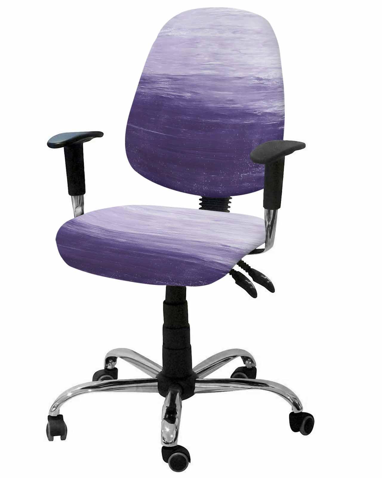 Purple 2 Pieces Computer Office Chair Covers Set,Stretchable Desk Rotating Chair Seat Cushion Slipcover Back Covers,Modern Minimalist Ombre Abstract Smear Art Slipcover Back Cover,Protectors Cover