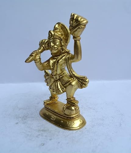 Miniatura 3 de Estatua de Hanuman de latón, ídolo Murti, señor de latón, Bajrangbali, dioses hindúes decorativos para decoración del hogar, regalo de ídolo de