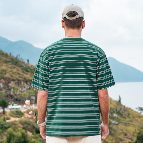 Men's Stripe Short Sleeve T-Shirt Mens Classic Casual Stripe Loose Shirts2