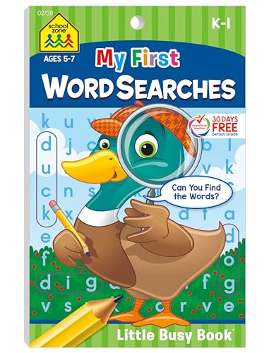 School Zone My First Word Searches Workbook: 48 Pages, Kindergarten, 1st Grade, Activity...