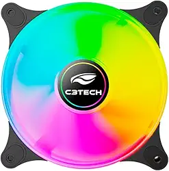 Cooler Fan Gaming para Gabinete C3Tech F9-L170BK ARGB, 12cm, Preto, com Iluminação, conector ARGB 6 pinos