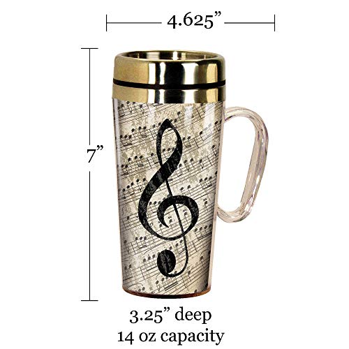 Spoontiques - Insulated Travel Mug - Music Coffee Cup - Coffee Lovers Gift - Funny Coffee Mug - 14 Oz - Multi #TOP4