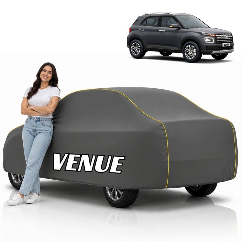 Image of Mind-Blowing 2026 100% Waterproof Venue Car Cover | Polyester Car Body Cover for Rain & Sun | UV Protection, Dustproof, Scratch Resistant, Windproof, Heat Resistant, Custom Fit (Grey)