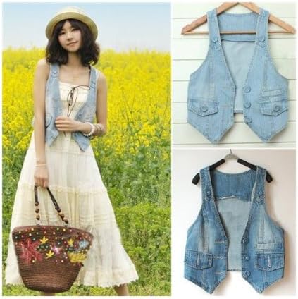 Amazon 14 人気 Sweet レディース デニム ベスト 薄青 ベスト 通販