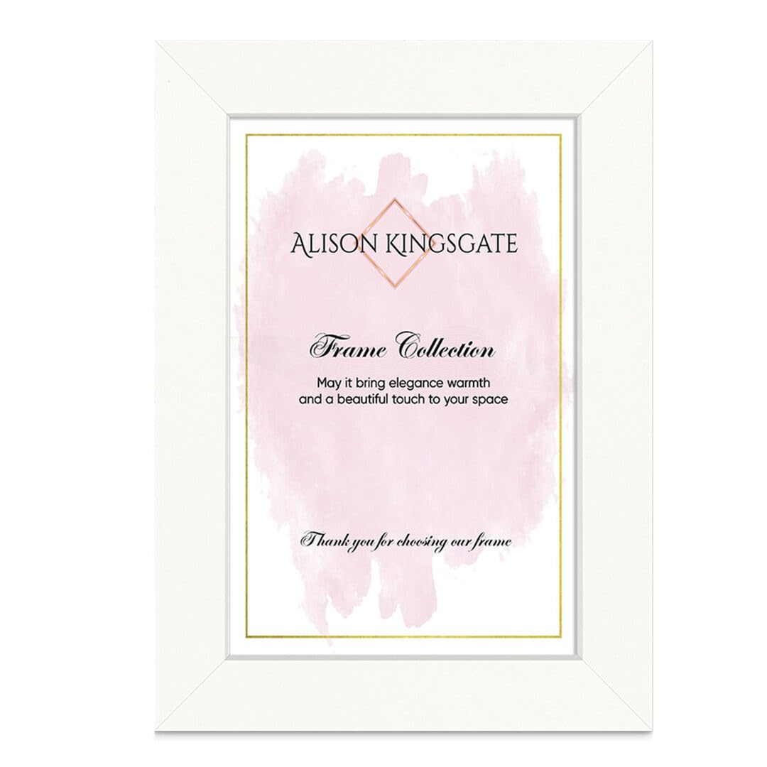 Alison Kingsgate Modern 12X9 White Picture Frames - Engineered Wood Photo Frame with Shatterproof Perspex Front - Ideal for Posters, Certificates & Artwork - Wall Mount or Tabletop Display — image 1