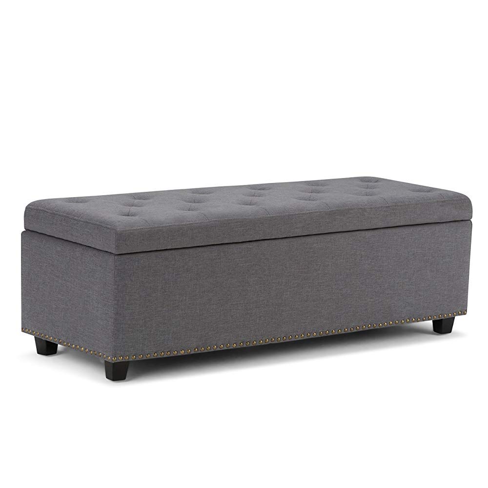 Store furniture: Urban Design Organizer Stool Chest Storage Box with Lid/Multi-Functional Collapsible Ottoman Footrest Seat Footstool,Linen,Grey