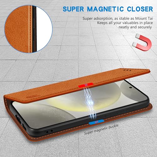 Image of ZZXX for Galaxy S23 FE Wallet Case Strong Magnetic 6.4 inch,Brown
