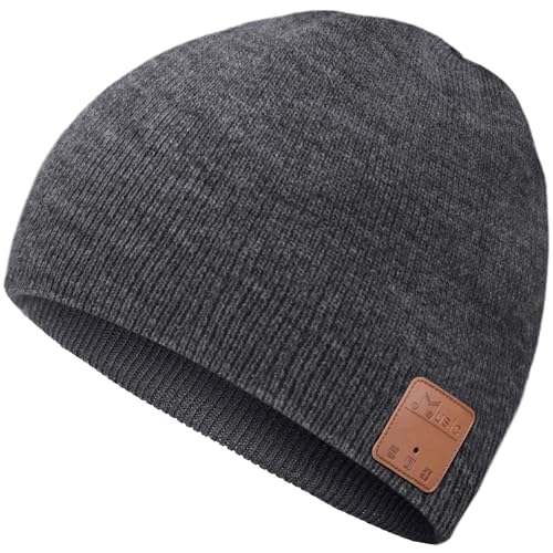Rotibox Wireless Bluetooth Beanie Hat with Headphone Headset Music Audio Cap for Women Men Free Outdoor Sports - Gray