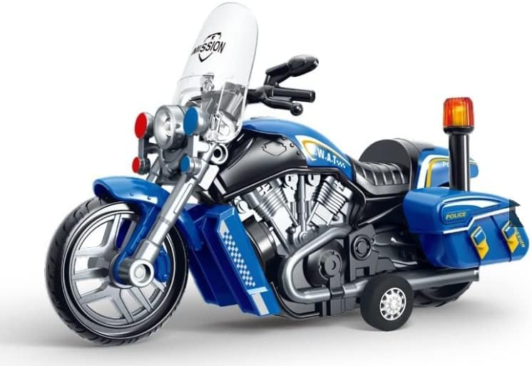 Alokik Enterprise Police Motorcycle Toy - Pull Back Motorcycle Toys, Tiny Gift with Music Lighting, Latte Motorcycles Toy for Kids Boys Age 3-8 Year Old-Pack of 1[Color As Per Stock]