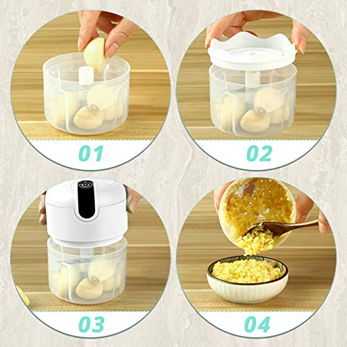 Kufung Electric Mini Garlic Chopper 250Ml,Wireless Portable Mini Food Chopper With Usb Charging,Onion Chopper Electric Mini Chopper For Garlic/Onions/Vegetables/Salad/Pepper (White) #TOP2