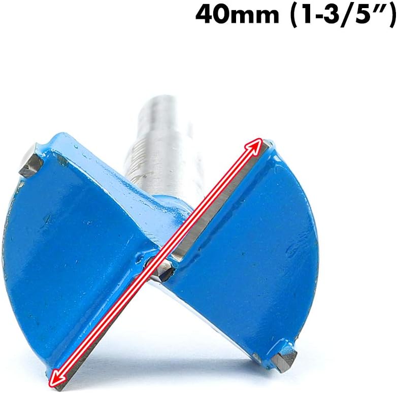 1-3/5 Inch 40mm Forstner Drill Bit Woodworking Hole Saw Wood Cutter, Professional Alloy Steel Wood Drilling Woodworking Hole Boring Bits Power Rotary Cutting Tool (Blue)