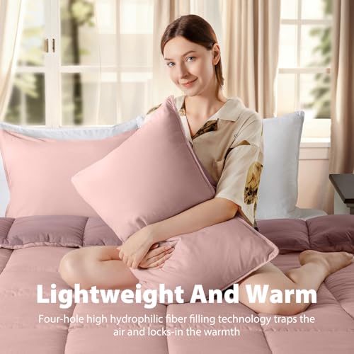 image for KASENTEX Reversible No-Shrink Purple Queen Size Comforter Set with Sha