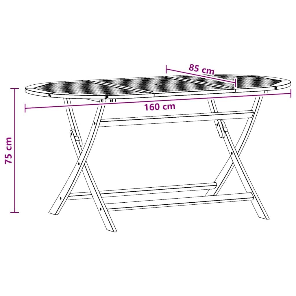 Składany stół ogrodowy z litego drewna eukaliptusowego 160 x 85 x 75 cm, zajmujący mało miejsca stół balkonowy i tarasowy na piknik, kemping, do ogrodu, na werandę i do jedzenia na świeżym