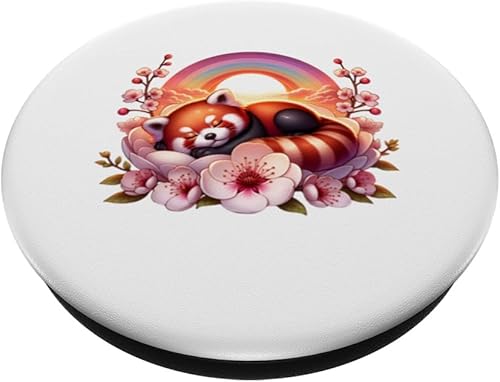 Miniatura 2 de Kawaii Divertido Panda Rojo Arco Iris Flor Cerezo Japonés PopSockets PopGrip Estándar