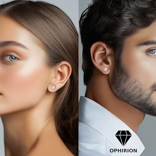Realistic Diamond Alternative Earrings – Moissanite Studs for Men & Women, 925 Sterling Silver, White Gold Plated, Hypoallergenic, GRA Certified, Gift Box Included (1.0 & 1.6 CTW)2