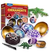 Blue Marble Science Surprise Christmas Ornament Dig Kits – 4 Ornaments with Mini Gemstone and Din...