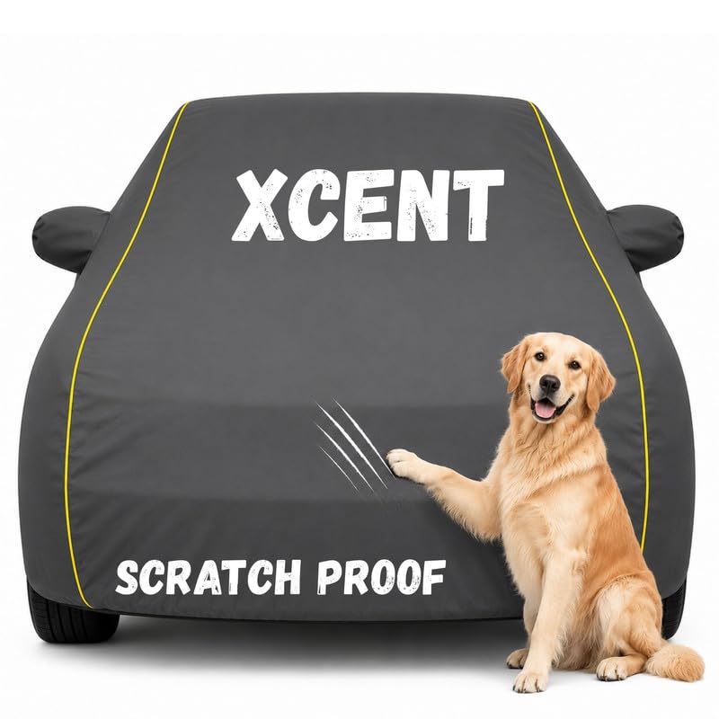 Image of Pure Fabric Grey 100% Waterproof Xcent Car Cover | Polyester Car Body Cover for Rain & Sun | UV Protection, Dustproof, Scratch Resistant, Windproof, Heat Resistant, Custom Fit