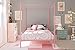 DHP Metal Kids Platform Bed with Four Poster Design, Scrollwork Headboard and Footboard, Underbed Storage Space, No Box Sring Needed, Full, Pink Canopy