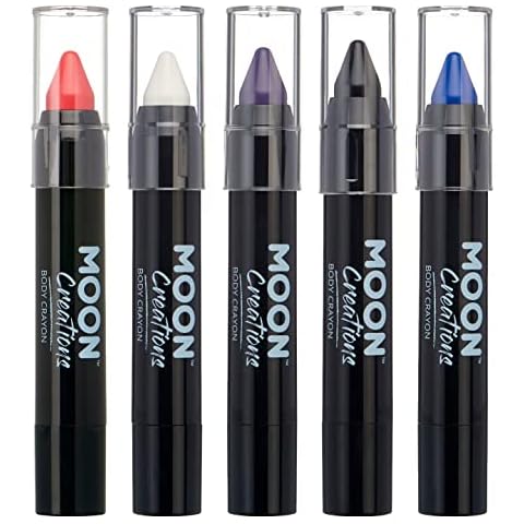 Moon Creations Face Paint Stick Body Crayons | Gender Fluid Set | 3.2g | Sweat Proof & Water-Resistant Face Paint | Cruelty Free, Made in UK | For Kids, Adults, Fancy Dress, Festivals, Halloween Cover