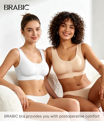 Image of BRABIC Surgical Bra Front Closure - Comfort Compression Mastectomy Bras for Women Post Surgery with Full Coverage