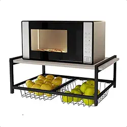 Fruteira De Parede Multi-uso Aramada Suporte Microondas (OFF WHITE)